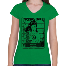 PRINTFASHION Rohadt törvény - Női V-nyakú póló - Zöld