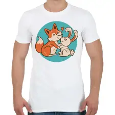 PRINTFASHION Róka és nyuszi - Férfi póló - Fehér férfi póló