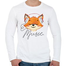 PRINTFASHION Róka fejhallgatóval - Férfi hosszú ujjú póló - Fehér férfi póló