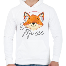 PRINTFASHION Róka fejhallgatóval - Férfi kapucnis pulóver - Fehér férfi pulóver, kardigán