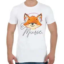 PRINTFASHION Róka fejhallgatóval - Férfi póló - Fehér férfi póló