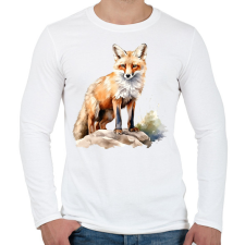 PRINTFASHION róka - Férfi hosszú ujjú póló - Fehér férfi póló