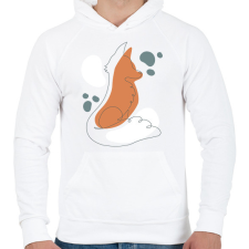 PRINTFASHION Róka - Férfi kapucnis pulóver - Fehér férfi pulóver, kardigán