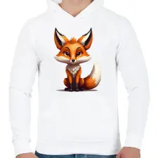 PRINTFASHION róka - Férfi kapucnis pulóver - Fehér férfi pulóver, kardigán