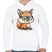 PRINTFASHION Róka - Férfi kapucnis pulóver - Fehér férfi pulóver, kardigán