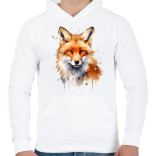 PRINTFASHION róka - Férfi kapucnis pulóver - Fehér férfi pulóver, kardigán