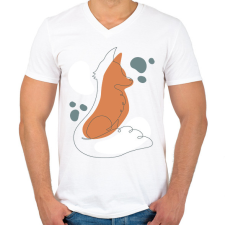 PRINTFASHION Róka - Férfi V-nyakú póló - Fehér férfi póló