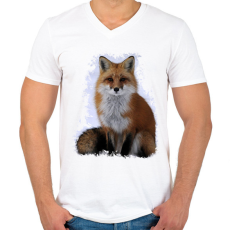 PRINTFASHION róka - Férfi V-nyakú póló - Fehér