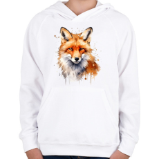 PRINTFASHION róka - Gyerek kapucnis pulóver - Fehér