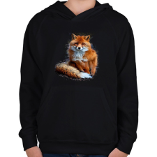 PRINTFASHION róka - Gyerek kapucnis pulóver - Fekete gyerek pulóver, kardigán