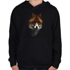 PRINTFASHION róka - Gyerek kapucnis pulóver - Fekete