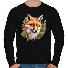 PRINTFASHION róka levelekkel - Férfi pulóver - Fekete