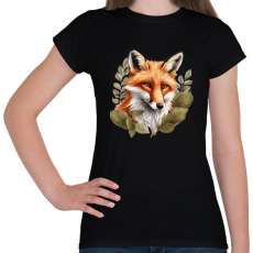 PRINTFASHION róka levelekkel - Női póló - Fekete