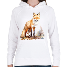 PRINTFASHION róka - Női kapucnis pulóver - Fehér női pulóver, kardigán