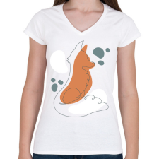 PRINTFASHION Róka - Női V-nyakú póló - Fehér női póló