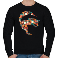 PRINTFASHION Róka virágokból - Férfi pulóver - Fekete