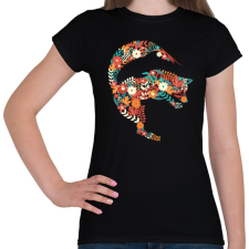 PRINTFASHION Róka virágokból - Női póló - Fekete női póló