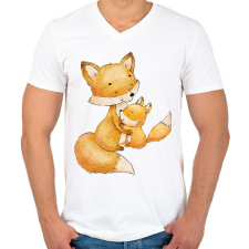 PRINTFASHION rókák - Férfi V-nyakú póló - Fehér férfi póló