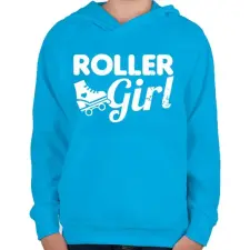 PRINTFASHION Roller girl - Gyerek kapucnis pulóver - Azúrkék gyerek pulóver, kardigán