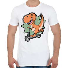 PRINTFASHION Rollerező dínó - Férfi póló - Fehér