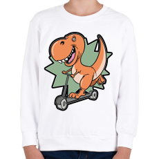 PRINTFASHION Rollerező dínó - Gyerek pulóver - Fehér