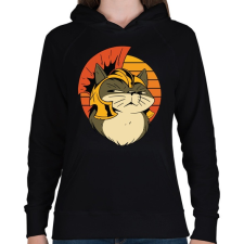 PRINTFASHION Római macska - Női kapucnis pulóver - Fekete női pulóver, kardigán