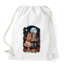 PRINTFASHION Romantikus macskák - Sportzsák, Tornazsák - Fehér tornazsák