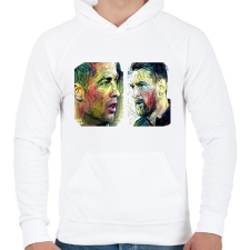 PRINTFASHION Ronaldo, Messi - Férfi kapucnis pulóver - Fehér férfi pulóver, kardigán