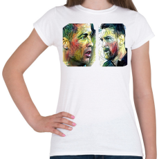 PRINTFASHION Ronaldo, Messi - Női póló - Fehér