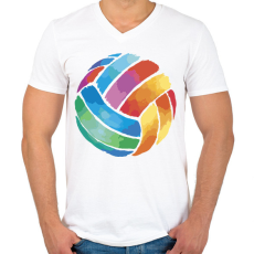 PRINTFASHION Röplabda - Férfi V-nyakú póló - Fehér