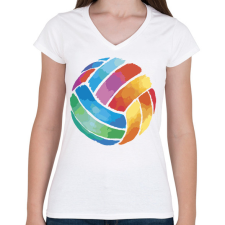 PRINTFASHION Röplabda - Női V-nyakú póló - Fehér női póló
