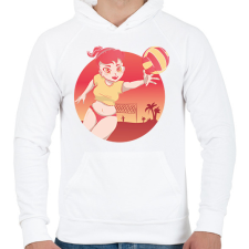 PRINTFASHION Röplabdás - Férfi kapucnis pulóver - Fehér férfi pulóver, kardigán