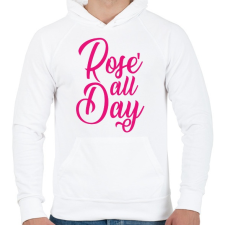PRINTFASHION Rosé egész nap - Férfi kapucnis pulóver - Fehér férfi pulóver, kardigán