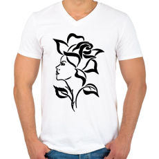 PRINTFASHION rose  - Férfi V-nyakú póló - Fehér