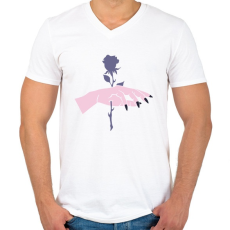 PRINTFASHION Rose Hand - Férfi V-nyakú póló - Fehér
