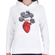 PRINTFASHION RoseHeart - Női kapucnis pulóver - Fehér női pulóver, kardigán