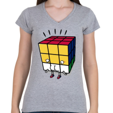 PRINTFASHION Rossz forgatás - Női V-nyakú póló - Sport szürke