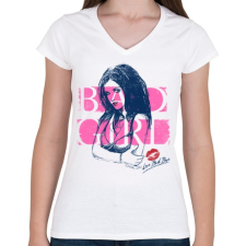 PRINTFASHION Rossz lány - Női V-nyakú póló - Fehér női póló