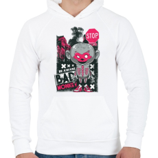 PRINTFASHION Rossz majom - Férfi kapucnis pulóver - Fehér