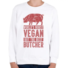 PRINTFASHION Rossz vegán - Jó hentes - Gyerek pulóver - Fehér gyerek pulóver, kardigán