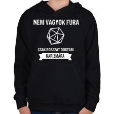 PRINTFASHION Rosszat dobtam karizmára - Gyerek kapucnis pulóver - Fekete gyerek pulóver, kardigán