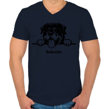 PRINTFASHION Rottweiler - Férfi V-nyakú póló - Sötétkék férfi póló