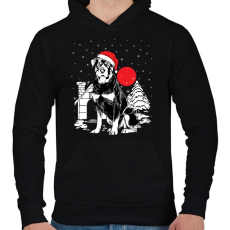 PRINTFASHION Rottweiler Karácsony - Férfi kapucnis pulóver - Fekete