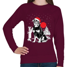 PRINTFASHION Rottweiler Karácsony - Női pulóver - Bordó