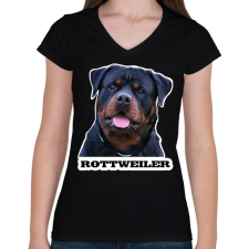 PRINTFASHION Rottweiler - Női V-nyakú póló - Fekete női póló
