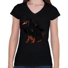 PRINTFASHION rotweiler - Női V-nyakú póló - Fekete női póló