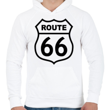 PRINTFASHION route 66 - Férfi kapucnis pulóver - Fehér férfi pulóver, kardigán