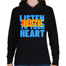 PRINTFASHION ROXETTE LISTEN TO YOUR HEART - Női kapucnis pulóver - Fekete női pulóver, kardigán