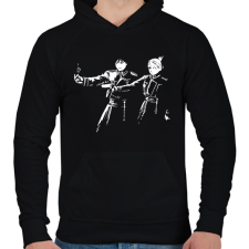 PRINTFASHION Roy and Riza  - Férfi kapucnis pulóver - Fekete férfi pulóver, kardigán