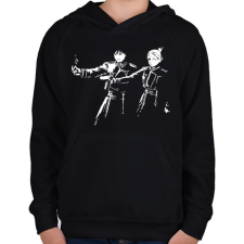 PRINTFASHION Roy and Riza  - Gyerek kapucnis pulóver - Fekete gyerek pulóver, kardigán